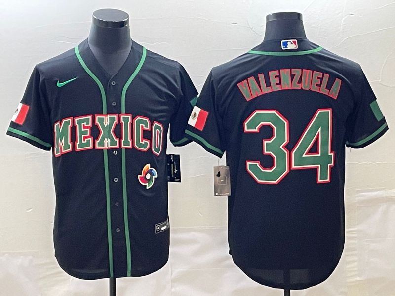 Men 2023 World Cub Mexico #34 Valenzuela Black Nike MLB Jersey5